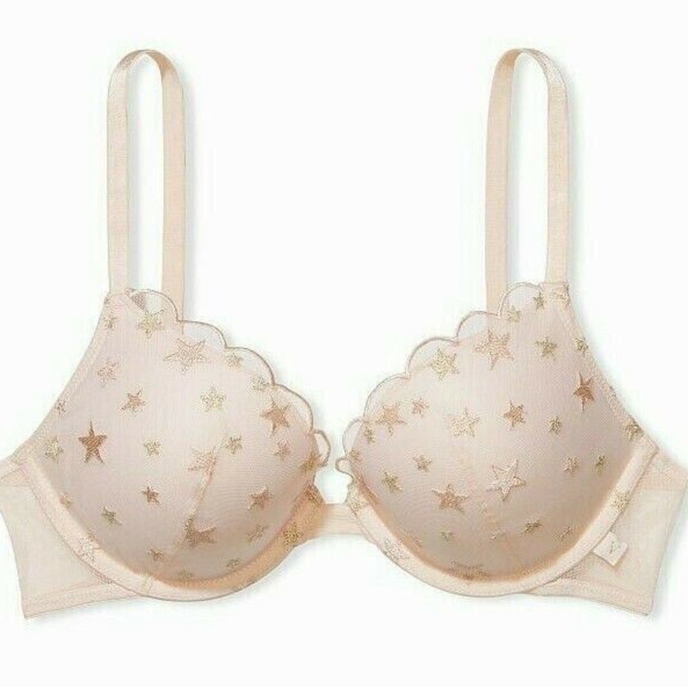 Victoria's Secret Light Pink Star-Patterned Push-Up Bra